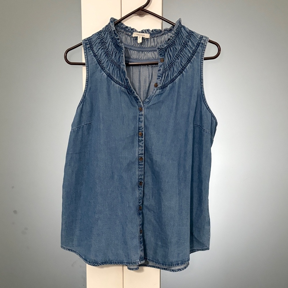 Maurices Blue Denim Sleeveless Blouse